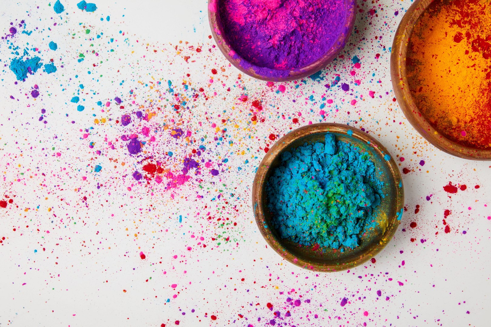 Bowls with colorful powders in them